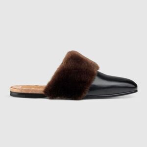 Gucci S/S 2018 Faux Fur Trim Mule Slide Slipper M6 / W8